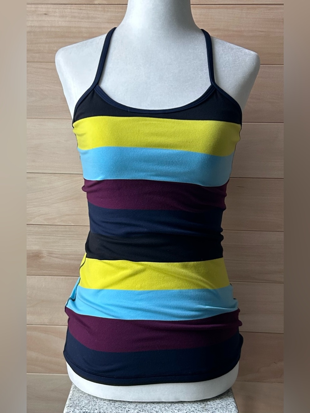 Vintage Lululemon Power Y Tank Slim-fit horizontal stripes Breathable stretchy